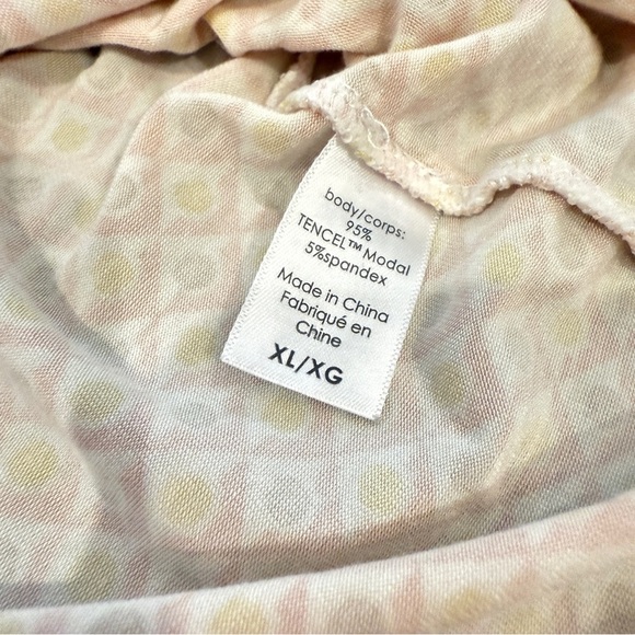 Eberjey Gisele Short Sleeve Pajama Top Pink & Yellow Geo Tile Print SZ XL - Picture 7 of 7